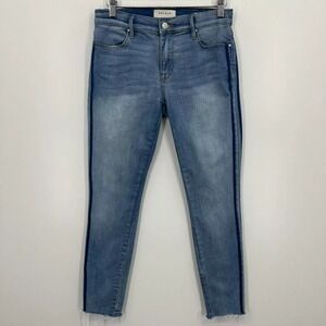 PacSun Jeans Women's Size 26 Blue Ankle Jegging Mid Rise Striped Stretch Logo